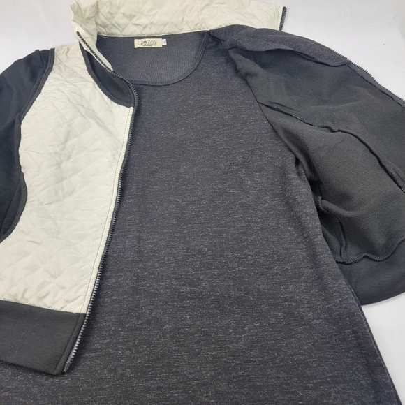 NWOT Moling quilted vest sweater sewn onto a charcoal grey tunic one piece - Picture 3 of 5